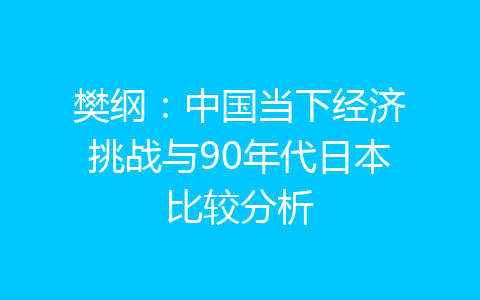 樊纲：中国当下经济挑战与90年代日本比较分析-齐朵网